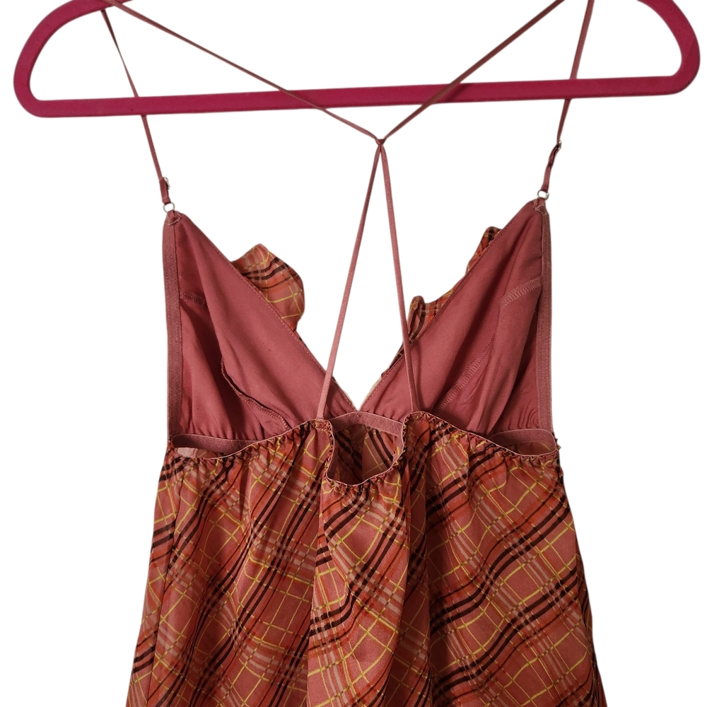 Victoria's Secret Y2K Vintage Rare Pink Plaid Floral Babydoll Silky Slip Dress - Picture 4 of 11
